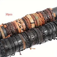 Inne - TEMU Zestaw 30 Sztuk Bransoletek z Ekoskóry w Stylu Vintage Chic - Kolorowe, Regulowane Opaski na Nadgarstek dla Kobiet Idealny Dodatek Modowy - miniaturka - grafika 1