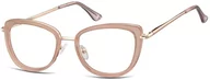 Okulary korekcyjne, oprawki, szkła - Sunoptic Okulary oprawki korekcyjne kocie oczy zerówki flex MTR-99D różowo-złote - miniaturka - grafika 1