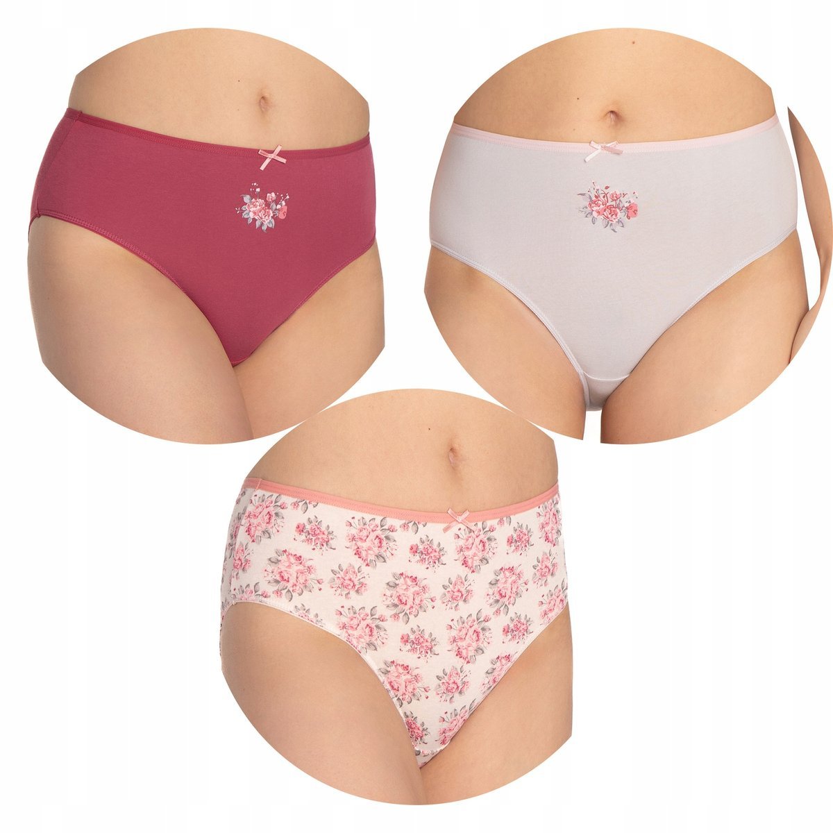 LAMA Figi Damskie BAWEŁNIANE mix wzorów r. XL, 3 szt.