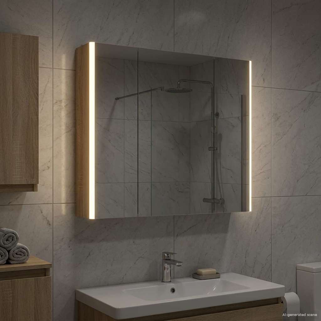 vidaXL vidaXL Szafka z lustrem do łazienki Dąb Sonoma 83,5 x 15,5 x 70 cm