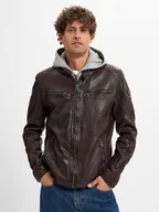 Kurtki męskie - Gipsy Męska kurtka skórzana Mężczyźni skóra brązowy jednolity, S - miniaturka - grafika 1