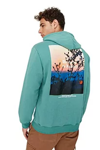 Trendyol Męska bluza z kapturem z nadrukiem krajobrazowym, zielona, L, ZIELONY, L - Bluzy męskie - miniaturka - grafika 1