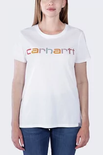 Koszulki sportowe damskie - Koszulka damska bawełniana Carhartt Lightweight Multi Color Logo WHT biały - grafika 1