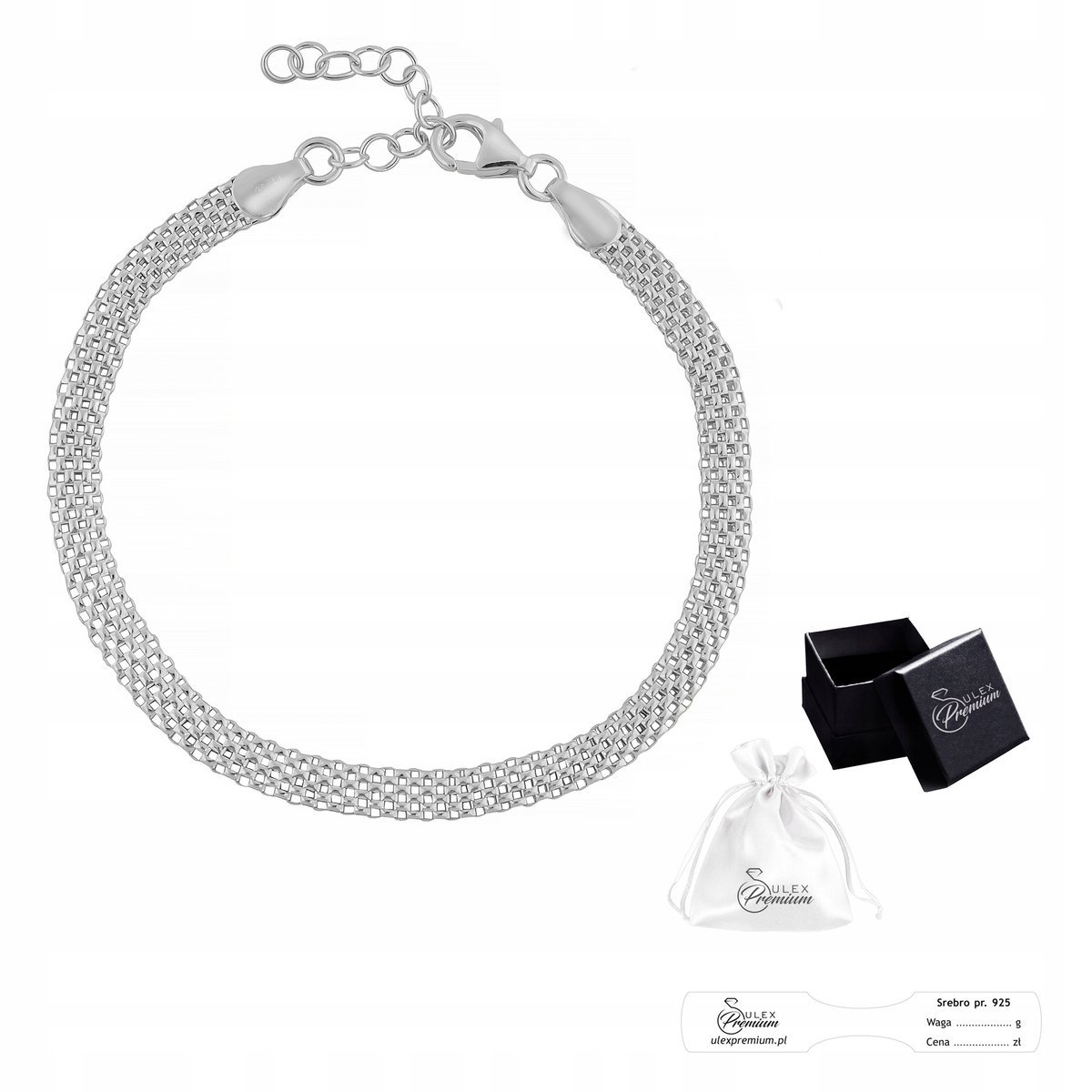 Bransoletka Rodowana Tulip z Przedłużką Srebro pr. 925 Elegancka na Prezent