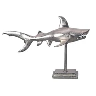 Figurki dekoracyjne - Figurka dekoracyjna Rekin Aluminium Maritim 70 cm Metalowa Dekoracja - miniaturka - grafika 1