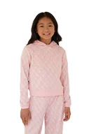 Bluzy dla dziewczynek - Guess bluza dziecięca kolor różowy z kapturem wzorzysta - miniaturka - grafika 1