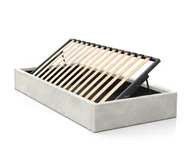 Łóżka dla dzieci i młodzieży - Łóżko dziecięce tapicerowane 90x200 z pojemnikiem ze stelażem Szary Velvet Kids Line BOX - miniaturka - grafika 1