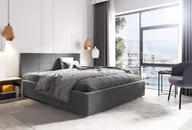 Łóżka - Łóżko tapicerowane pikowane z materacem Katia 140x200 Szare - miniaturka - grafika 1