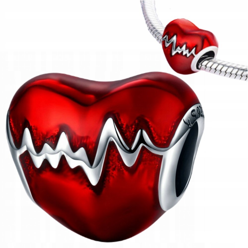 Charms Zawieszka Serce Z Linią Życia - Srebro 925