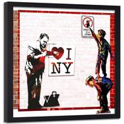 Plakaty - Obraz w ramie czarnej FEEBY, Banksy - I love New York 40x40 - miniaturka - grafika 1