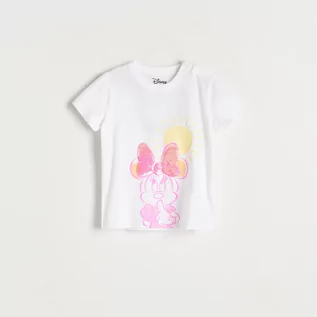 Koszulki dla dziewczynek - T-shirt z cekinami Minnie Mouse - Biały - grafika 1