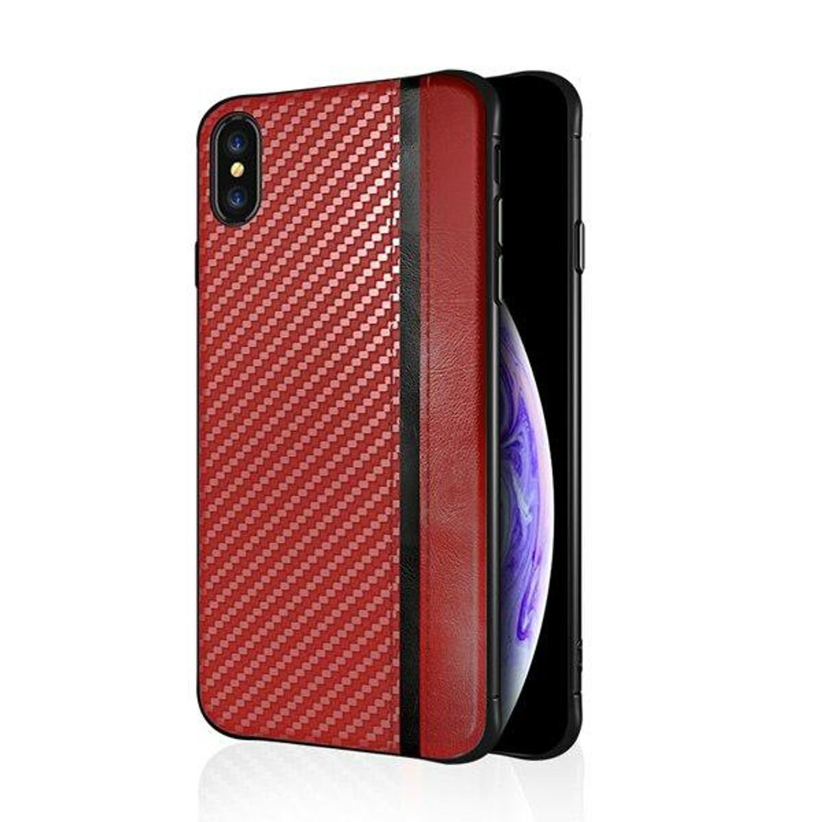 Etui na telefon komórkowy Samsung Galaxy A71 obudowa powłoka o wyglądzie węgla zderzak czerwony