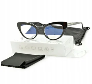 OKULARY DAMSKIE ZERÓWKI KOCIE OCZY do KOMPUTERA - Dodatki do strojów karnawałowych - miniaturka - grafika 1