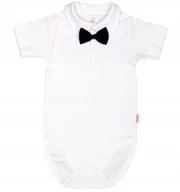 Body dla niemowląt - Body KOŁNIERZYK Polo KR BIAŁE MUCHA czarna r 104 KLEKLE - miniaturka - grafika 1