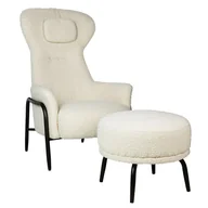 Fotele i krzesła biurowe - Beżowy fotel wypoczynkowy z podnóżkiem A2-G32 - miniaturka - grafika 1