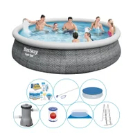 Baseny ogrodowe - Basen Plus Akcesoria - Bestway Fast Set 457x107 cm Okrągły - Rattan - miniaturka - grafika 1