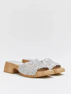 Klapki i japonki damskie - Bellucci Klapki w kolorze srebrnym - miniaturka - grafika 1