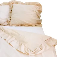 Kołdry i poduszki dla dzieci - Pościel Bawełniana Z Falbanką Komplet Beżowa Dziecięca 140X200 Cm + Poduszka 70X80 Cm - miniaturka - grafika 1