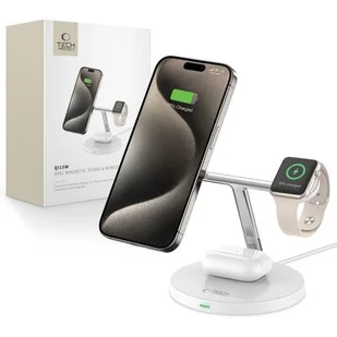 Ładowarka indukcyjna TECH-PROTECT QI15W-A35 3w1 Magnetic Magsafe Biały - Ładowarki do telefonów - miniaturka - grafika 1