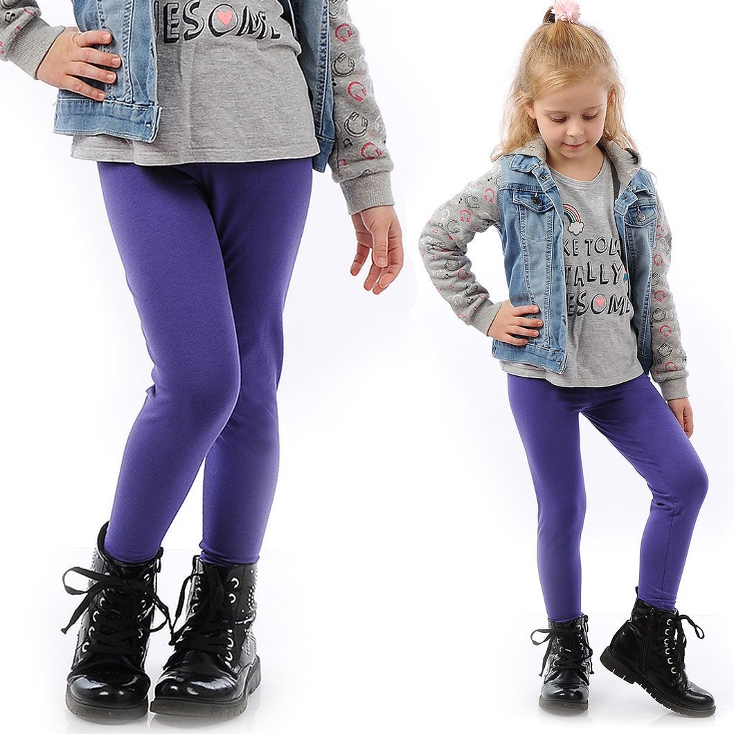 Legginsy dziecięce długie bawełniane klasyczne Fioletowe 116