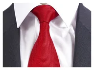 Krawaty i muchy męskie - ŻAKARDOWY Gładki Krawat Męski CZERWONY rc208 - miniaturka - grafika 1