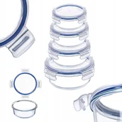 Pojemniki kuchenne - 4x KADAX Zestaw Pojemników Na Żywność Szklane Pokrywką Pudełko Box Okrągłe - miniaturka - grafika 1