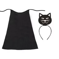 Stroje karnawałowe - ZESTAW KOTEK CZARNY PELERYNA 75cm 3el - miniaturka - grafika 1