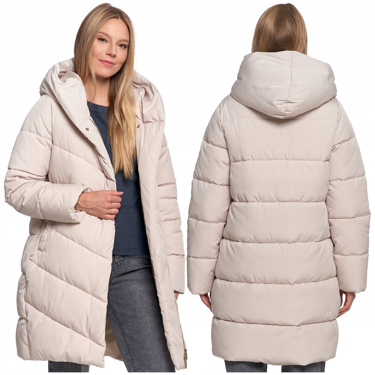 KURTKA DAMSKA Kurtka Zimowa Ciepła Pikowana Kaptur Płaszcz MORAJ r. XXL