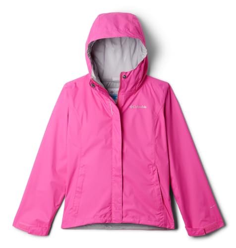 Columbia Youth Girls Arcadia 2 Jacket, Waterproof Rain Jacket, Pink Ice, L