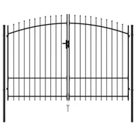 Akcesoria do ogrodzeń - vidaXL Brama dwuskrzydłowa z grotami, stal, 3x1,75 m, czarna - miniaturka - grafika 1
