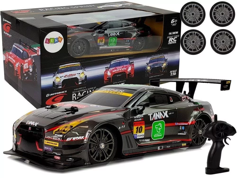 Import LEANToys Auto Wyścigowe Drift Zdalnie Sterowane Czarny Nissan GT-R Nismo GT3 1:16 2.4G LT-8429-0