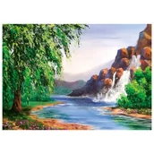 Zabawki kreatywne - Mozaika diamentowa, haft 30x40 Wodospad Flamingo line - miniaturka - grafika 1