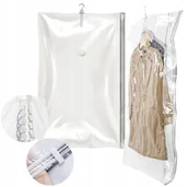 Pokrowce na ubrania - WOREK PRÓŻNIOWY NA UBRANIA ODZIEŻ DO UBRAŃ MOCNY 70X100CM Z WIESZAKIEM DUŻY - miniaturka - grafika 1