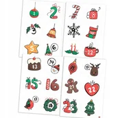 Ozdoby bożonarodzeniowe - NAKLEJKI ŚWIĄTECZNE KALENDARZ ADWENTOWY okrągłe 24 szt 4,5 cm N02 - miniaturka - grafika 1