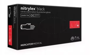 Mercator Medical Rękawice Nitrylex BLACK 100 L 32-0006 - Rękawiczki jednorazowe - miniaturka - grafika 1