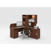 Zestawy mebli biurowych - Zestaw mebli biurowych MIRELLI A+, typ C, prawy, orzech - miniaturka - grafika 1