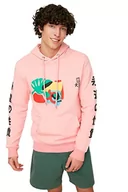 Bluzy męskie - TRENDYOL Męska bluza - biała - regularna, różowy, XL - miniaturka - grafika 1