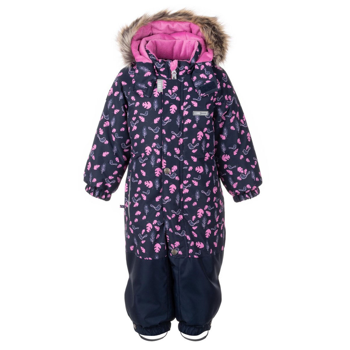 Dziewczęcy kombinezon zimowy listki różowy Lenne r.80