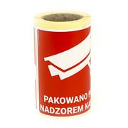 Etykiety do drukarek - MD Labels Naklejki Etykiety Ostrzegawcze Pakowano pod nadzorem kamer 100szt 5907483450214 - miniaturka - grafika 1