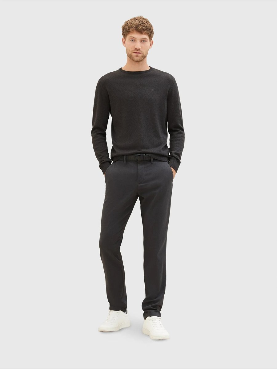 TOM TAILOR GRAFITOWE SPODNIE CHINOS Z PASKIEM BAWEŁNIANE 32/32 7BA