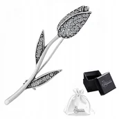 Broszki - Broszka srebro pr. 925 Elegancka Oksydowana Brosza Tulipan z Cyrkoniami - miniaturka - grafika 1