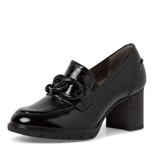 Tamaris Comfort Damskie 8-84403-41 skórzane komfortowe dopasowanie wymienne wkładki do butów czółenka, Black Patent, 41 EU, ^, 41 EU Weit
