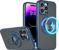 Etui i futerały do telefonów - INF Magnetyczne etui ochronne na telefon z niewidoczną podstawką do iPhone'a Niebieski iPhone 15 Pro Max - miniaturka - grafika 1