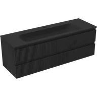 Szafki łazienkowe - Mexen Rivel szafka łazienkowa 140 cm z umywalką Vela, 2 szuflady, ryflowana , czarna mat - 91A20-14047-2-BFF71-W23M71 - miniaturka - grafika 1