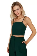 Body - Trendyol Damska damska regularna bodycon kwadratowy kołnierz tkana bluzka koszula, zielona, 38, ZIELONY, 64 - miniaturka - grafika 1