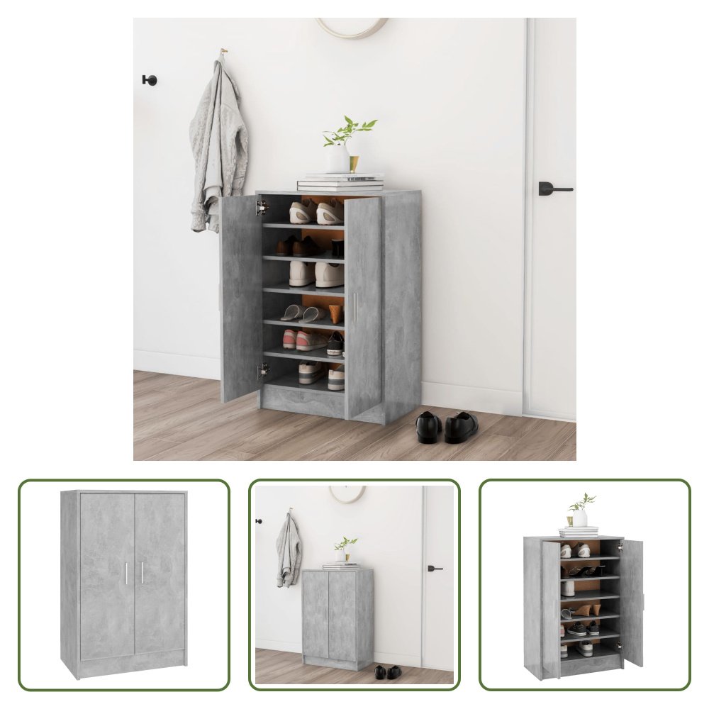 The Living Store Szafka na buty betonowa szara 60x35x92 cm materiał drewnopochodny