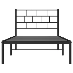 Metalowa rama łóżka z wezgłowiem, czarna, 90x190 cm Lumarko! - Łóżka - miniaturka - grafika 4