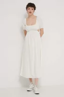 Sukienki - Billabong sukienka bawełniana kolor beżowy midi rozkloszowana ABJWD00678 - miniaturka - grafika 1