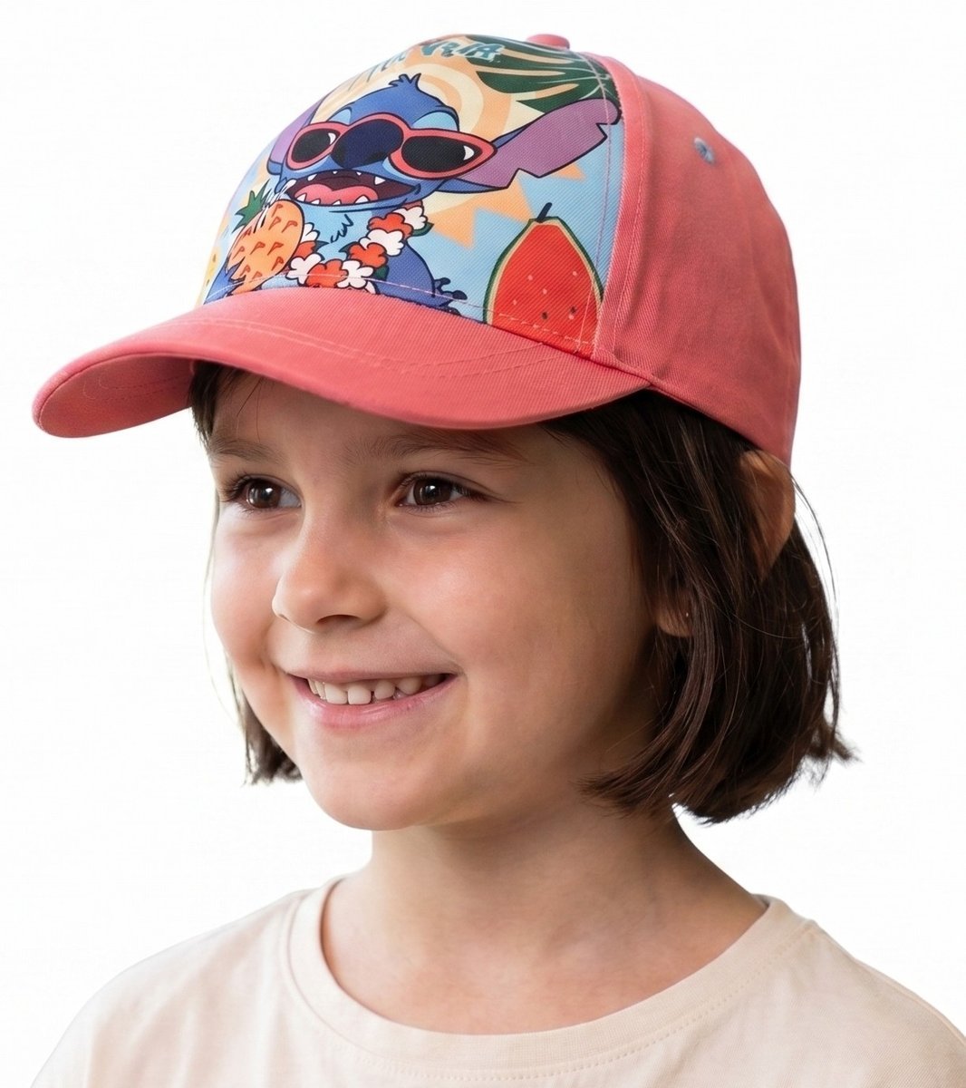 Dziewczęca czapka z daszkiem Disney Stitch „Aloha” – różowa, rozmiar 52 cm