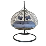 Fotele ogrodowe wiszące - Bujak fotel wiszący 2-osobowy okrągły 132 x 75 cm szary - miniaturka - grafika 1